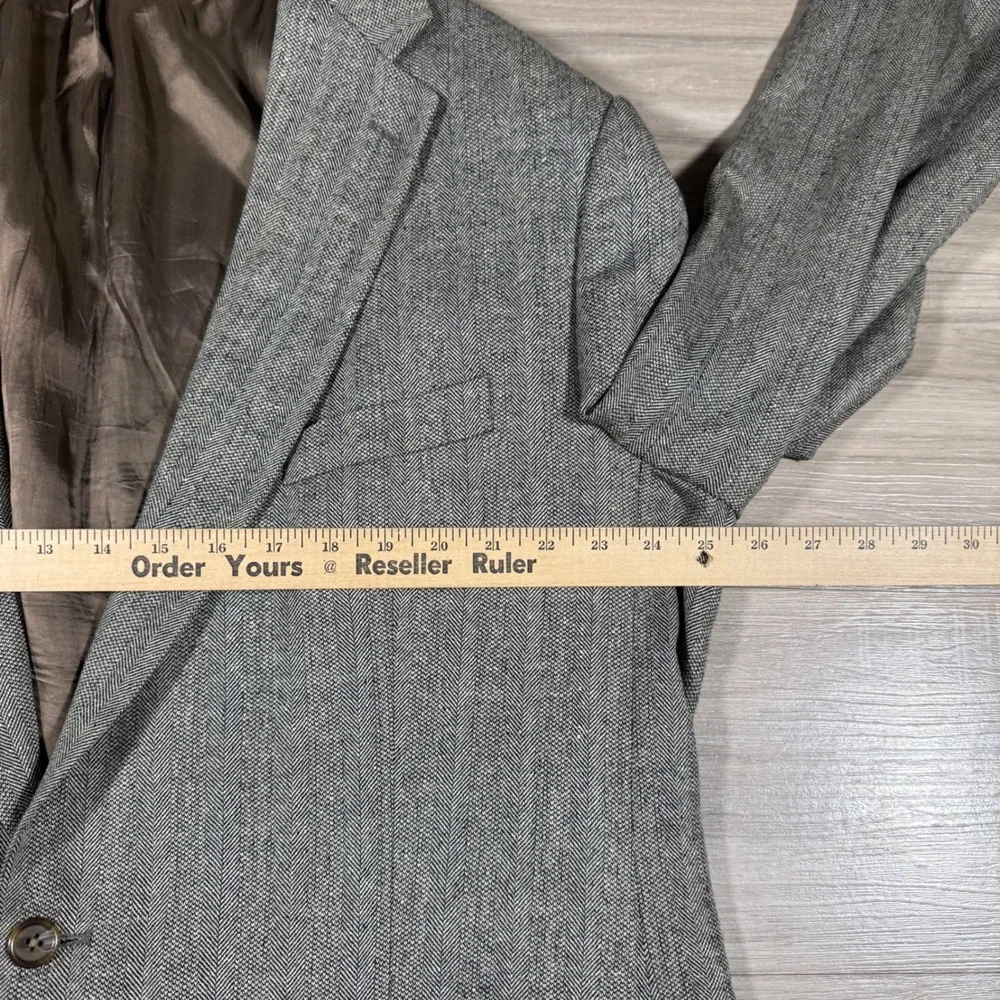 Vintage Chaps Ralph Lauren Herringbone Silk‎ Wool Blend Blazer Jacket Size 50 X